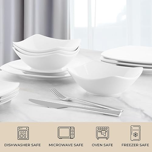 Miniatura 3 de Zulay Kitchen Luna - Juego de platos y cuencos, juego de vajilla de porcelana moderno de 16 piezas para 4, resistente a las astillas y a los