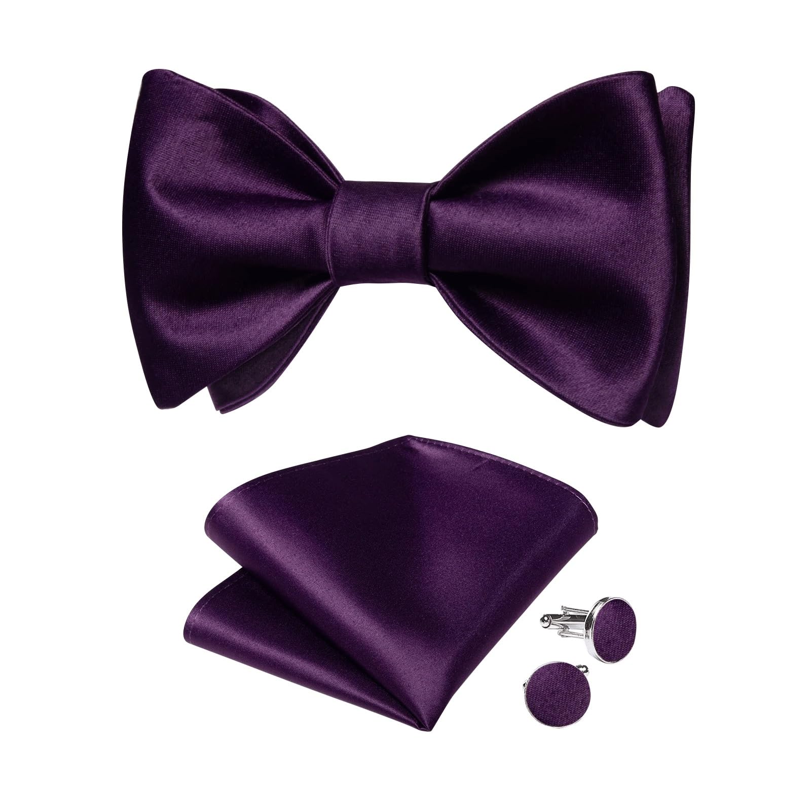 JFDBGU Silk Self-tie Bowtie Hanky Cufflinks Suit Set Wedding Bow Tie for Groom Knots for Man Gift