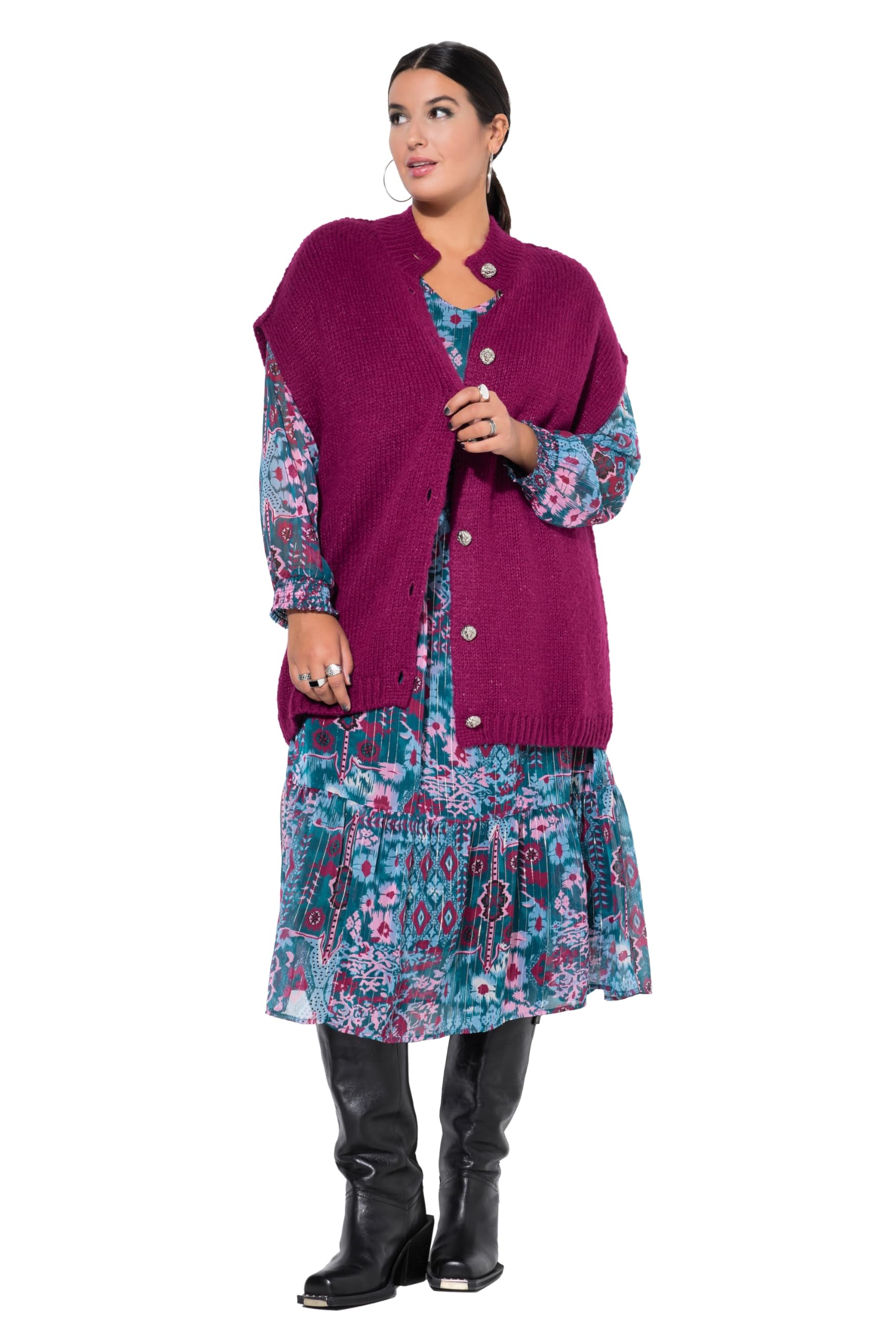 Studio Untold Damen große Größen Übergrößen Plus Size Strickweste, Oversized, extra weich 837494