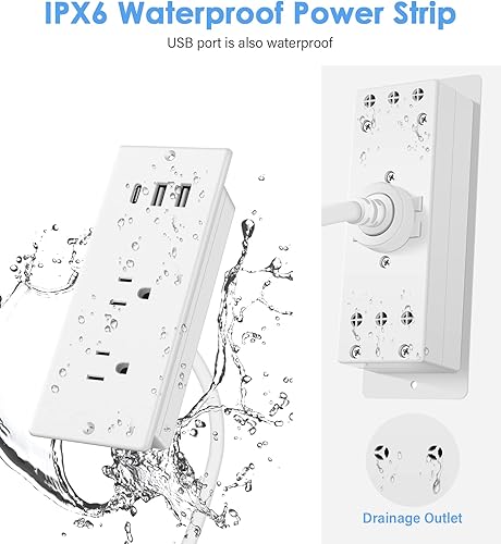 Miniatura 2 de Jgstkcity Regleta de alimentación empotrable USB C de 20 W, protector de sobretensiones impermeable, toma de corriente de escritorio para muebles, 2