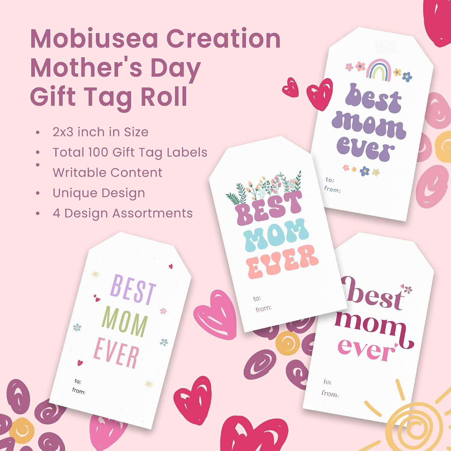 Mobiusea Creation Mothers Day Tags Label 100-Pack 2 x 3 inch image 2