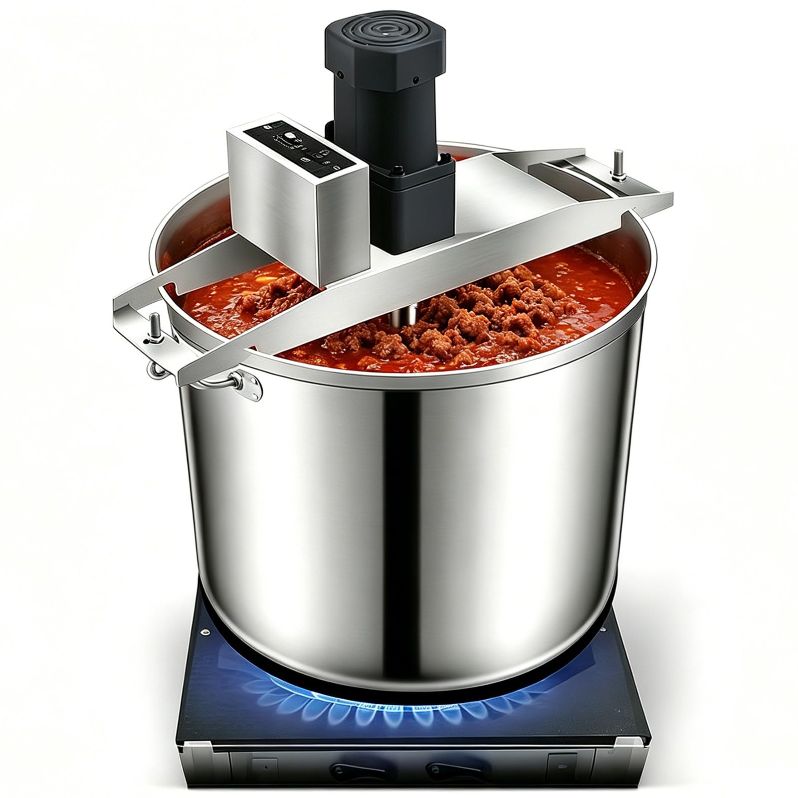 Lunauemaya Automatic Sauce Pot Stirrer, Commercial Stainless Steel Stirring Cooker with Liftable Scraper & Adjustable Speed & Multi-stove Use, Electric Food Mixer for Jam, Sauces, Hot Pot Base 25L