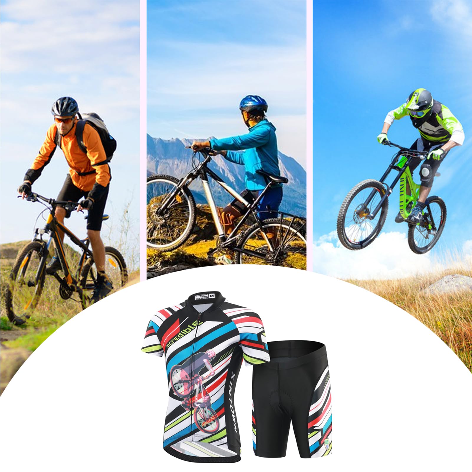 Traje de Ciclismo Niños Maillot Ciclismo de Secado Rápido Conjunto Ciclismo Camiseta Manga Corta y Shorts