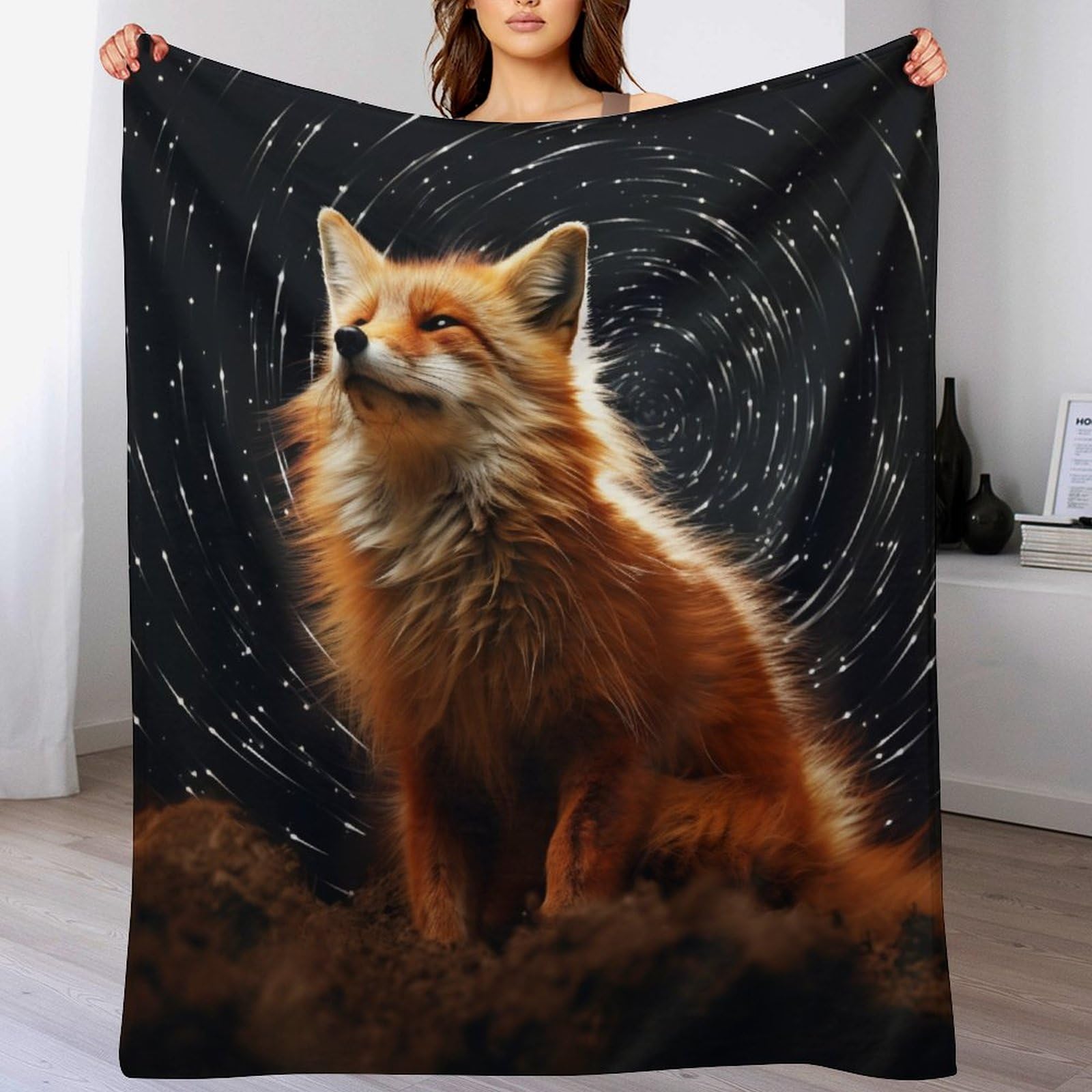Couverture renard en flannel douce 130x150cm pour lit et canapé