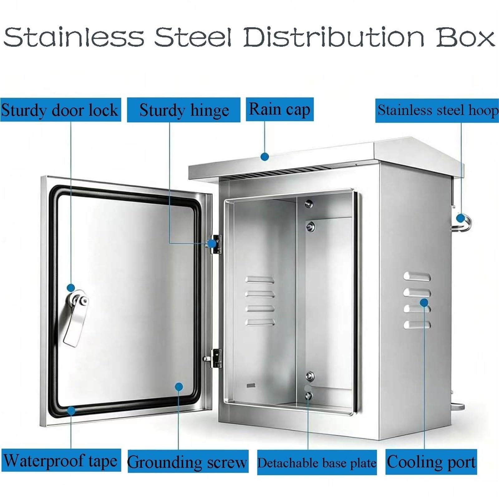 schaltschrank Edelstahl-Elektrokastengehäuse Für Den Außenbereich, Wetterfeste Abschließbare Tür, Schaltschrankdesign, Einfache Installation,(H W D 20 x 15 x 10 cm)