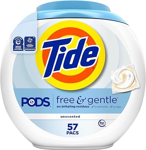 Vista 16 de Tide Detergente para ropa libre de PODS y suave, compatible con él, sin perfume, suave con la piel, 76 unidades, detergente para ropa Tide PODS