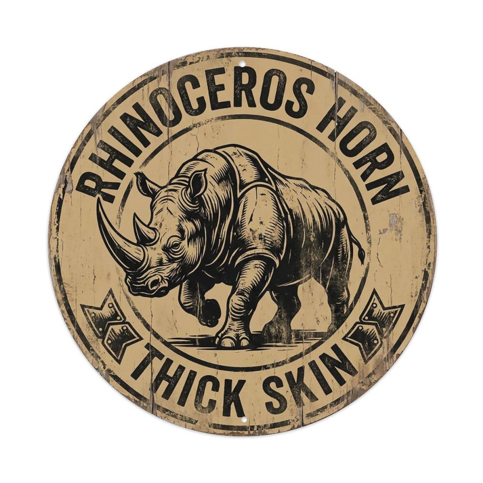 Cxhjca 8X8inch(20X20cm) Rhinoceros Horn Thick Skin Metal Tin Sign