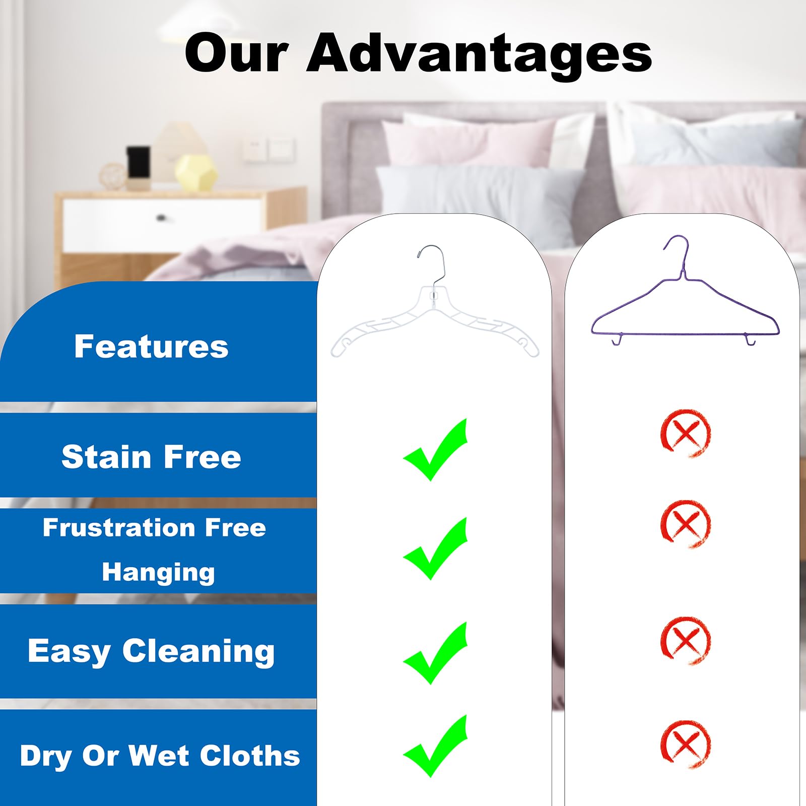24 perchas de plástico transparente con ranuras abiertas, perchas para faldas, perchas antideslizantes, perchas resistentes para suéteres, camisas, trajes, chaquetas.