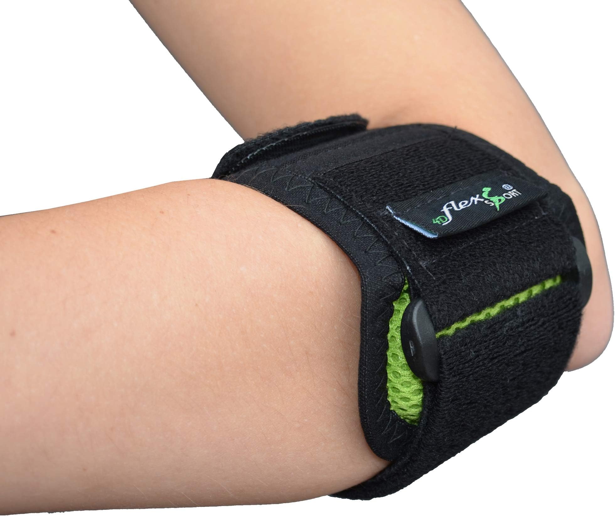 4DflexiSPORT Tennis Elbow - Lateral Epicondylitis (Lime) restores forearm strength, relieves elbow pain. Easy one size reversible L or R arm fit. Unisex.