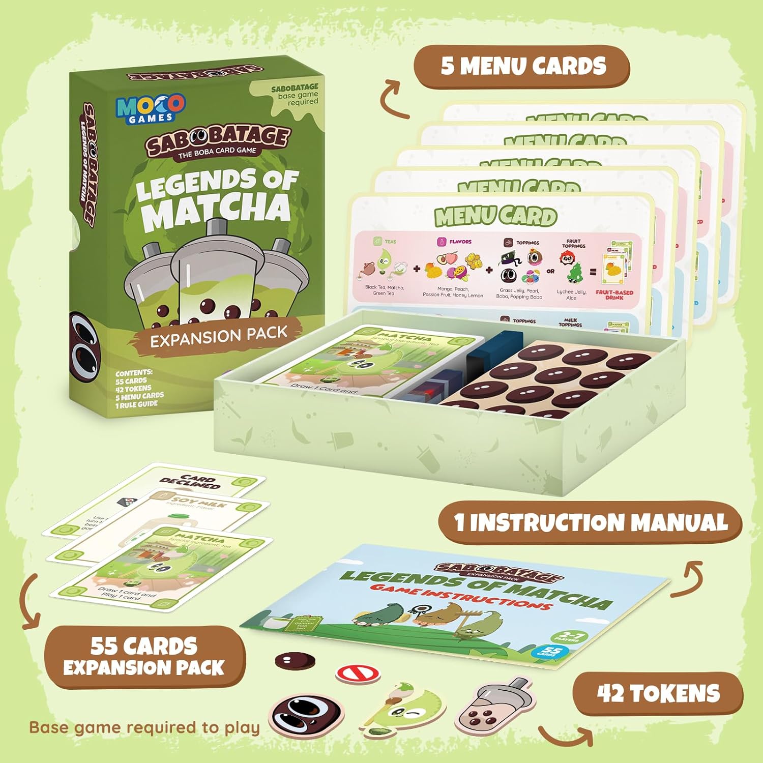 Sabobatage Expansion Pack: Legends of Matcha - Easy Family-Friendly Party Game | Card Games for Adults, Teens & Kids | 2-7 Players