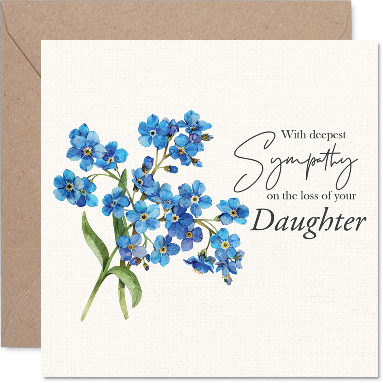 Sympathy Card - Deep Sympathy Loss of Your Daughter - Bereavement Card for Dad Mum, 145mm x 145mm Family Relative Mournful Greeting Cards