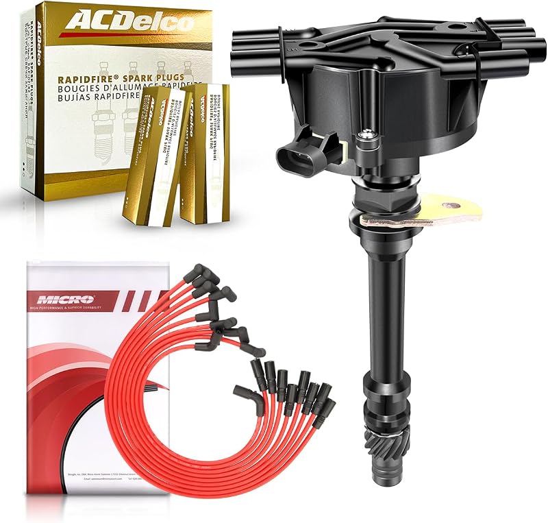 Distribuidor de ignição MAS com 6 velas ACDelco Platinum e cabos para Chevrolet GMC 4.3L V6 Vortec – Kit