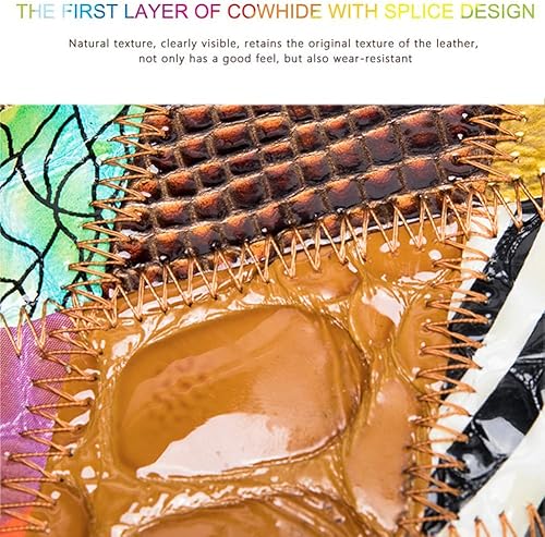 Miniatura 4 de Carteras multicolor para mujer, tarjetero de cuero genuino, monederos grandes, embrague para teléfono, Diamante multicolor-S, Cartera