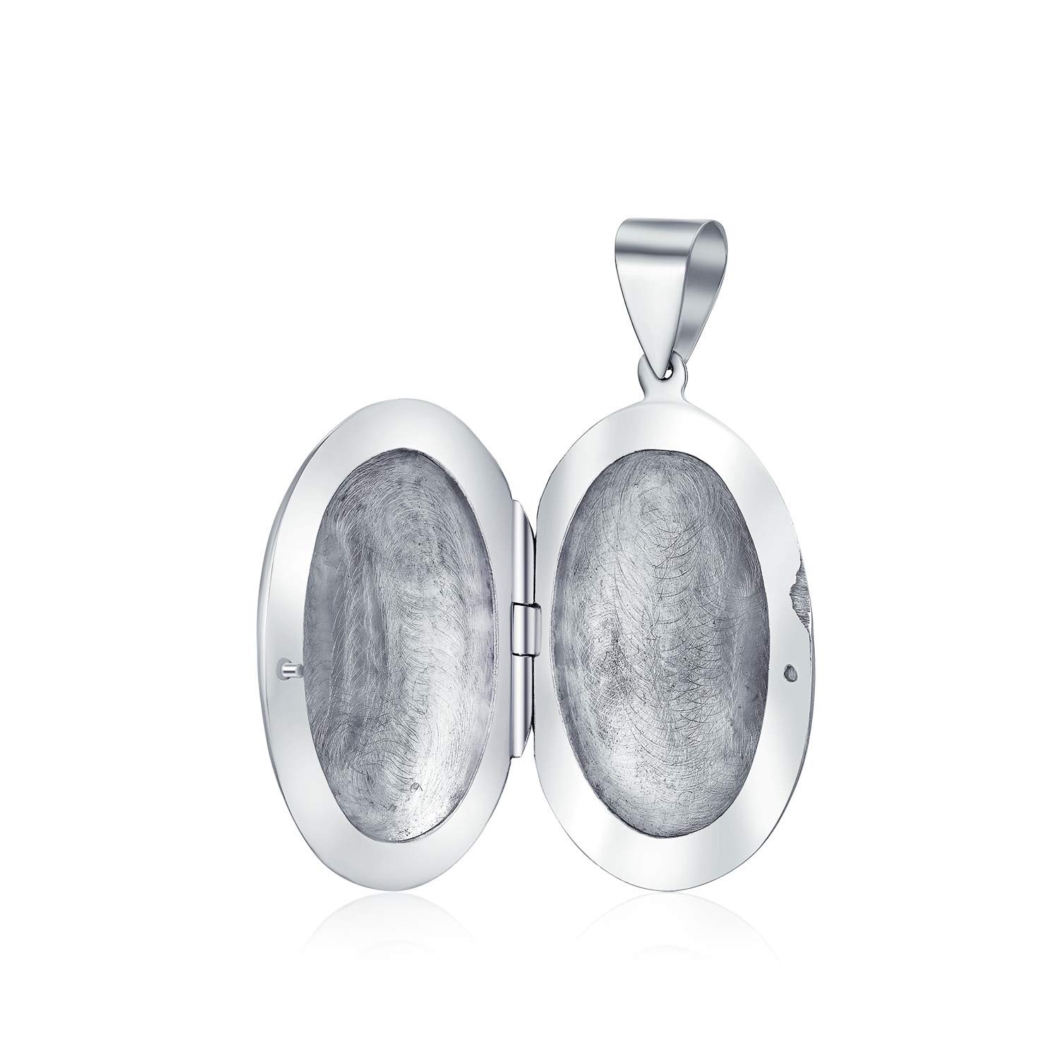 Bling Jewelry Medaglioni Personalizzati In Stile Vintage In Argento .925 A Forma Ovale Per Donne Con Design Inciso A Foglia Floreale Che Contiene Foto Grande Ciondolo Collana Medaglione Fotografico