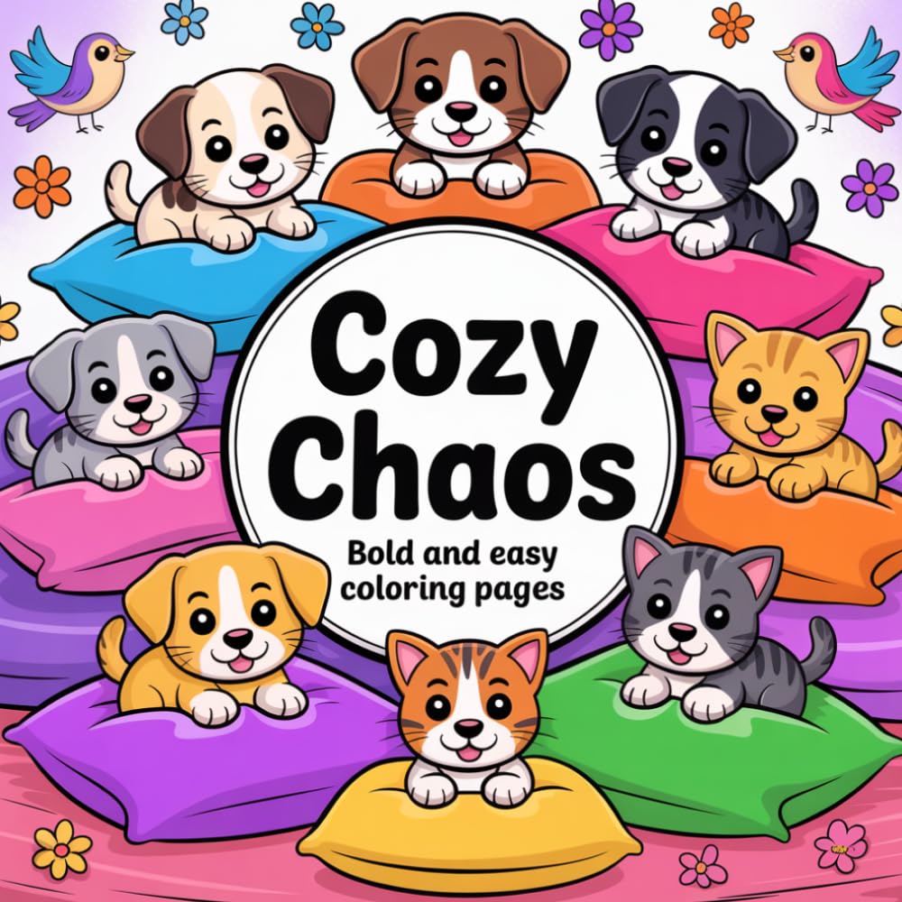 Cozy Chaos Bold and Easy Coloring Book: Cozy Chaos Bold and Easy Coloring Book