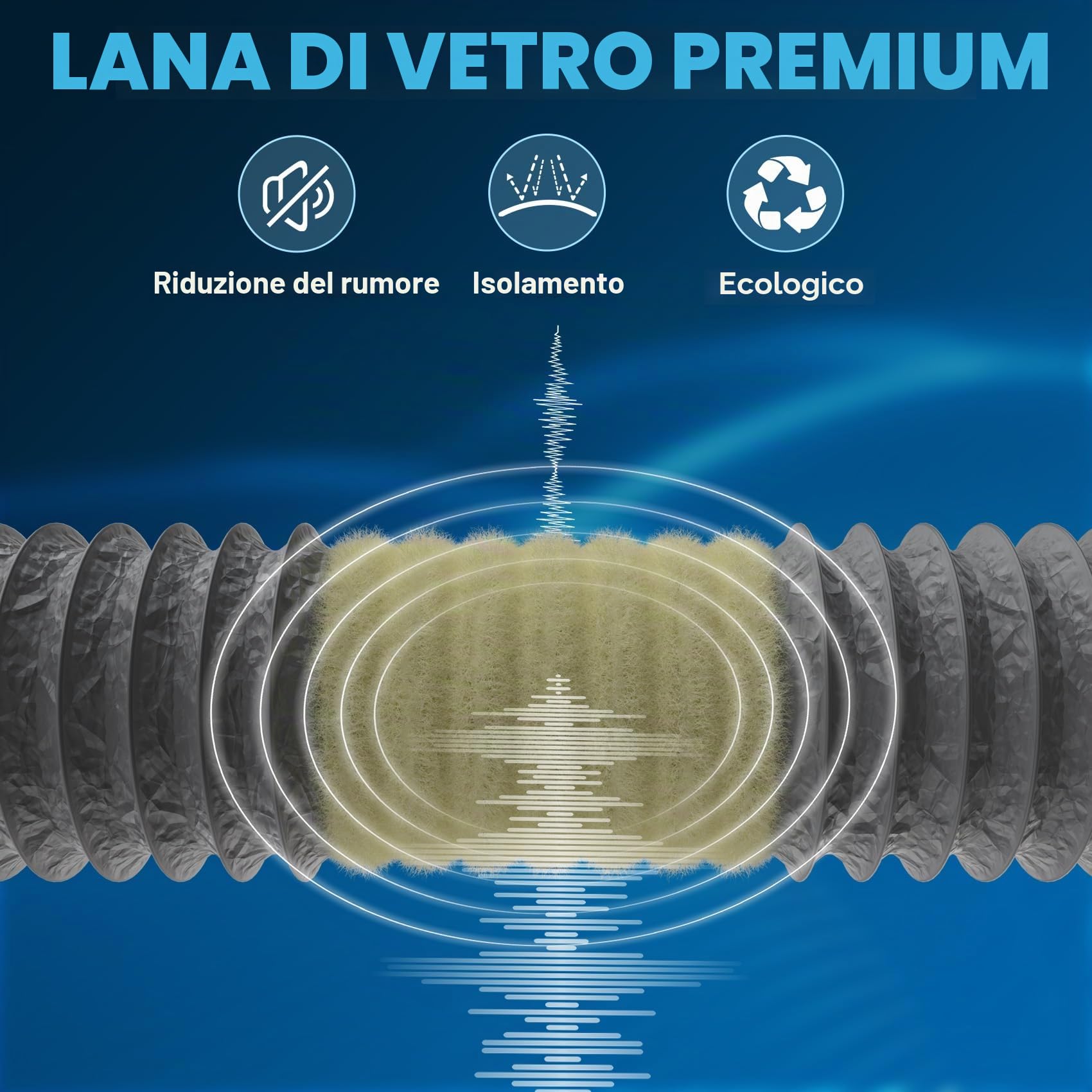 Hon&Guan Ø100mm x 5m Isolato Tubo di Ventilazione in Alluminio PVC Cappa | Flessibile Cappa Cucina Tubo di Scarico Isolamento Termico con 2 Morsetti in Acciaio per Bagno Condizionatore Condotto Grigio