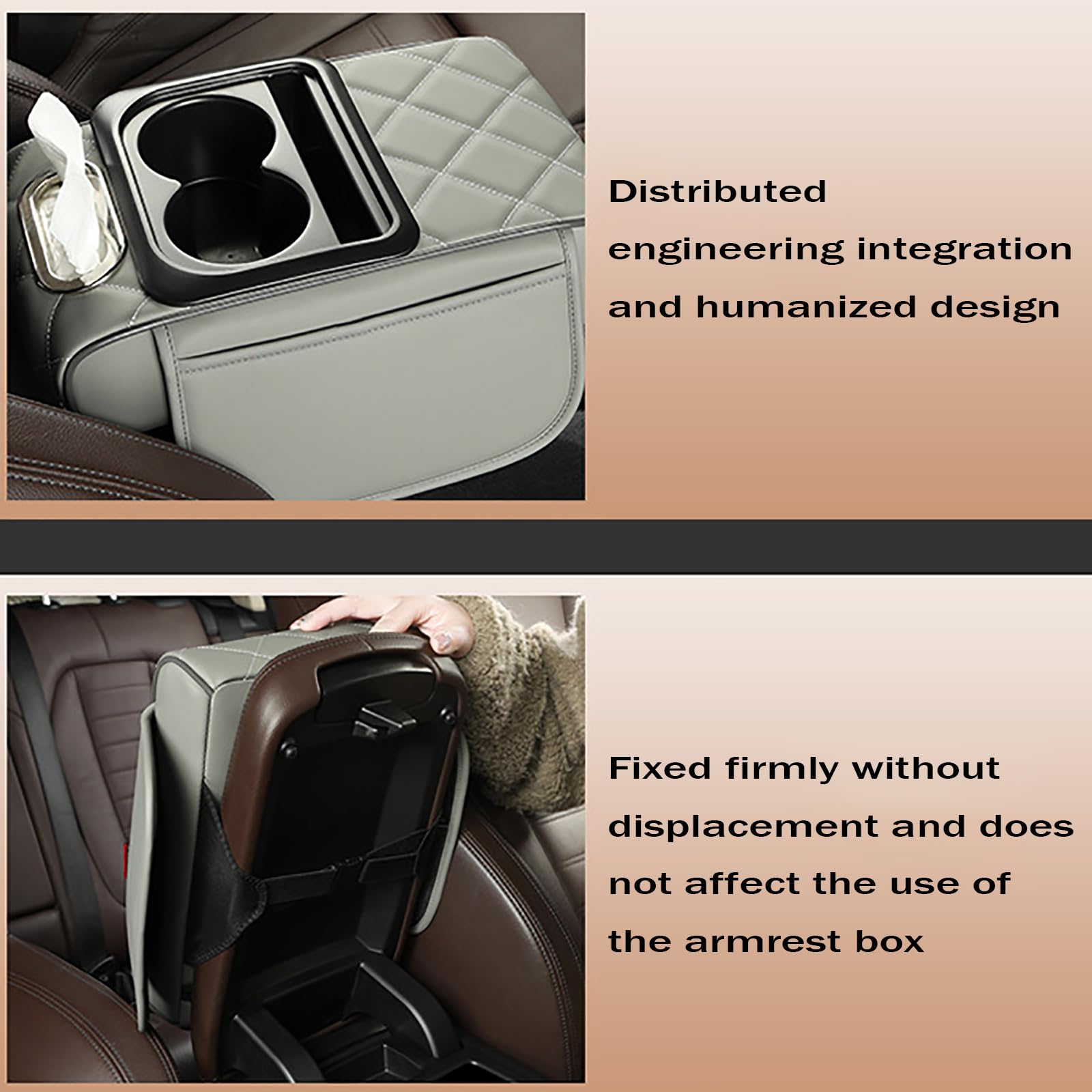 Copri Bracciolo Auto per Jeep Cherokee/Liberty KK 2008 2009 2010 2011 2012, Copertura Console Centrale Auto, Cuscino per Bracciolo Auto con 2 Tasche Portaoggetti,C Grey