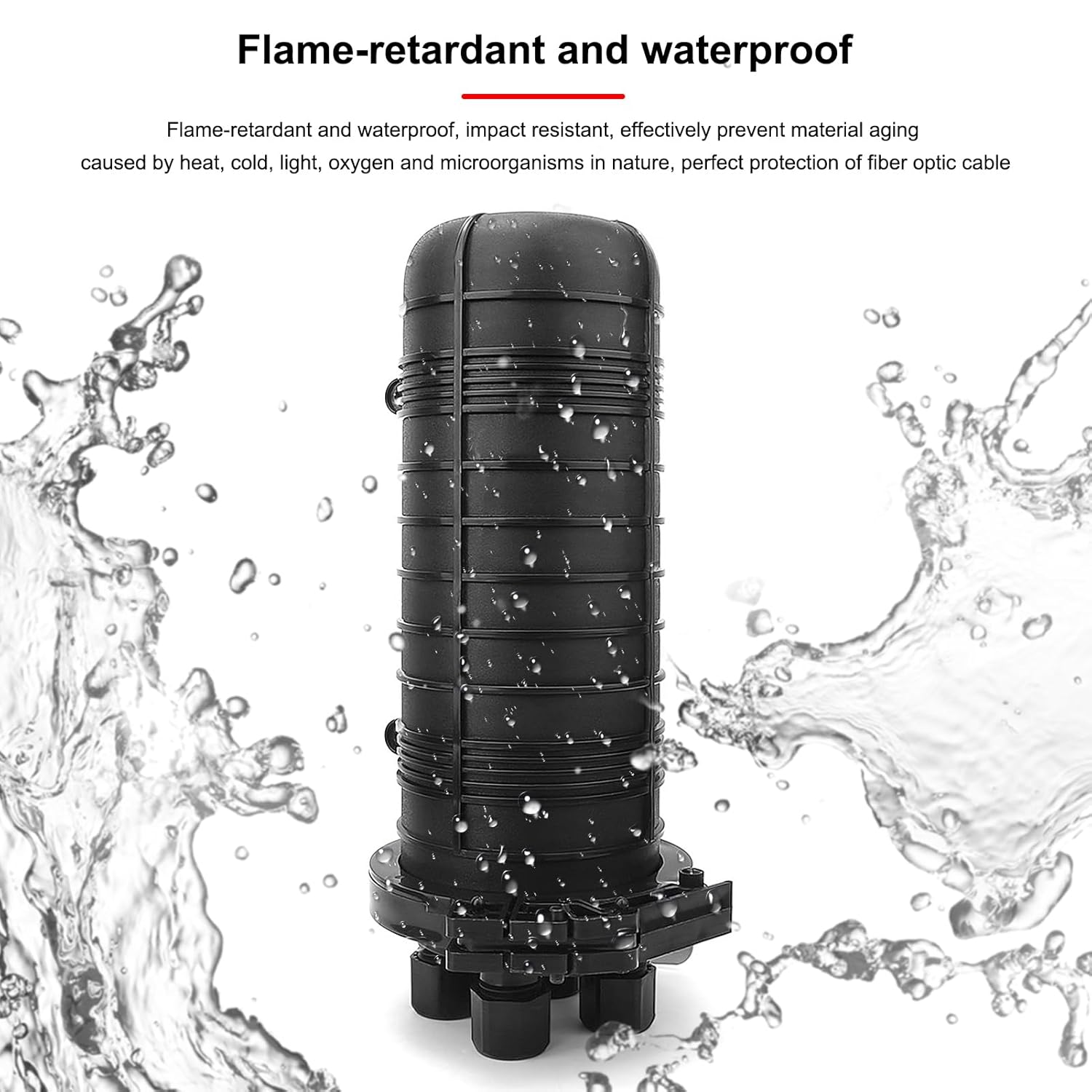 IP68 Waterresistant Fiber Optic Splice Enclosure Box,96 Core Capacity,Adjustable 4 Layer Storage, Flame Retardant Reinforced Plastic,Vertical Cap,for Overhead,Pipeline,Burial Fiber Applications