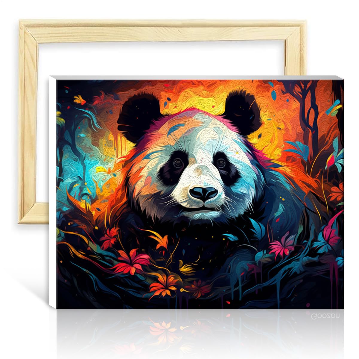 TANGFEIY Paint by Number Paintting Panda DIY Home Decor Painting with Brushes and Acrylic Pigment on Pictures for Home Wall Decor with Frame(30x40cm) — image 1