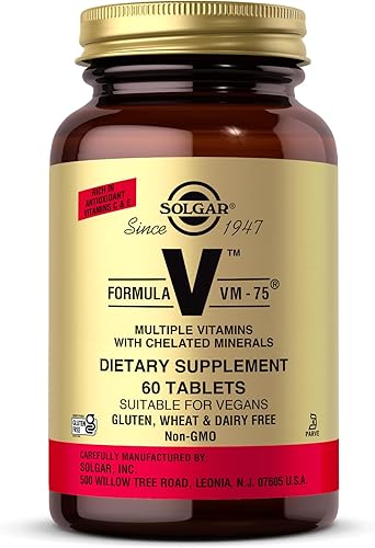 Solgar Fórmula VM-75 120 cápsulas vegetales vitamina A B6 B12 C D E biotina magnesio calcio cobre hierro zinc ácido fólico niacina sin OMG vegano