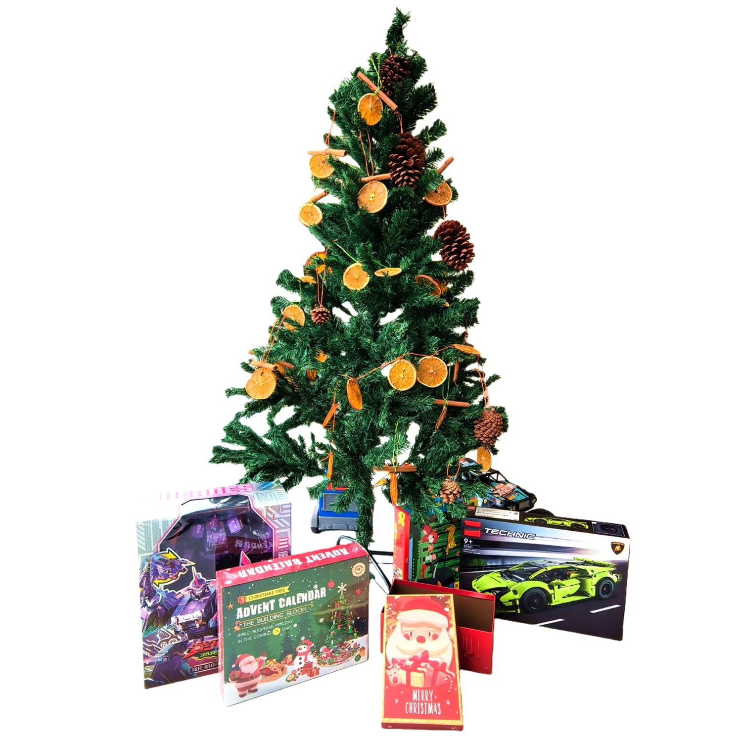 Kit de décoration de Noël naturel avec tranches d'orange séchées, bâtons de cannelle, pommes de pin, coffret cadeau, décorations de vacances à faire soi-même pour couronnes de Noël, décorations