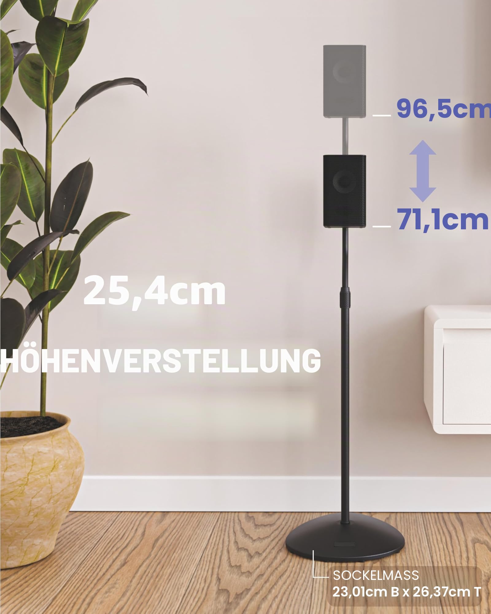 Sanus Höhenverstellbarer Lautsprecherständer – ausziehbar von 71,1 cm bis 96,5 cm – für Satelliten- und kleine Regallautsprecher (z. B. Bose, Harmon Kardon, Polk, JBL, KEF, Klipsch, Sony und andere) –