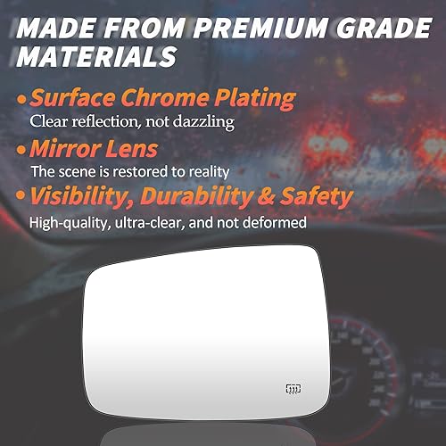 Miniatura 6 de Espejo calefactable para el lado izquierdoconductor, se adapta a Dodge Ram 1500 2009-2018, Ram 2500 2010-18 Reemplazo para 68079363AA 68050299AA