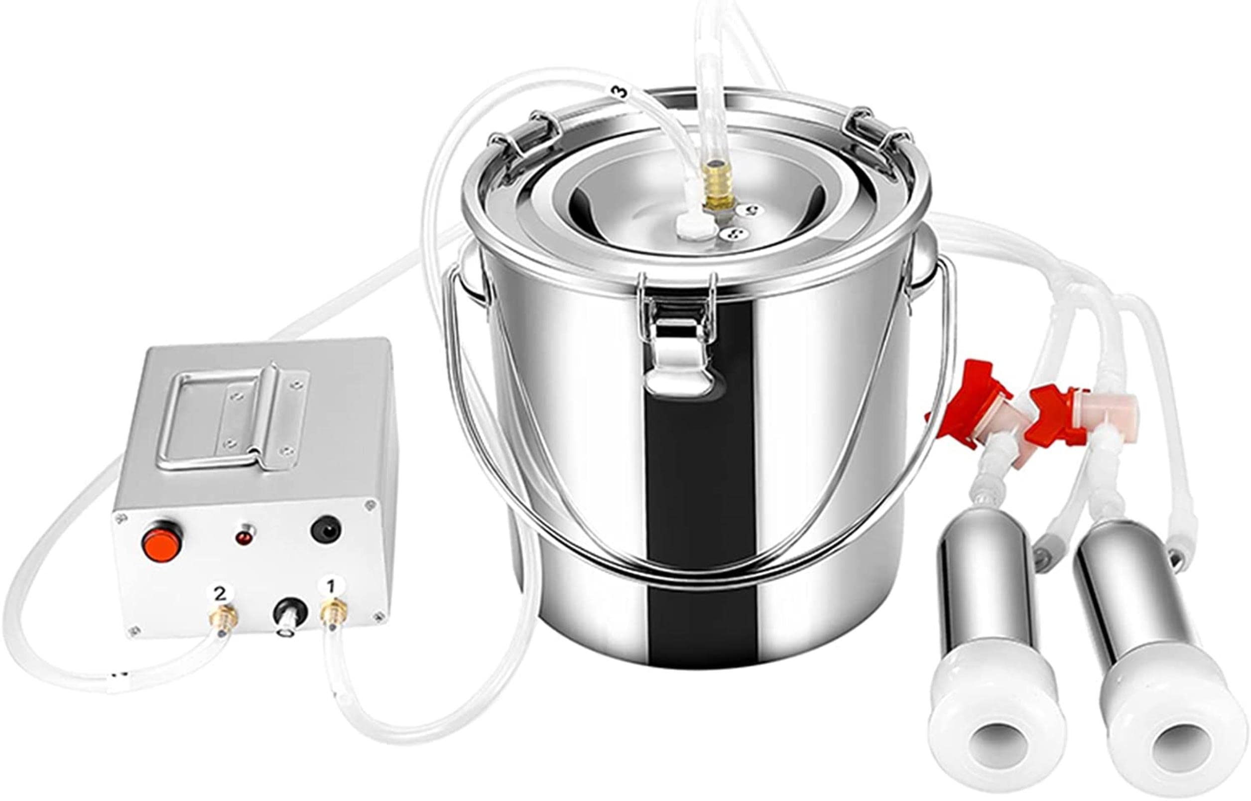 Sjdopulse For Cattle 7L Electric Milking Machine Automatic Portable Pulse Breast Pump Stainless Steel Vacuum Pump Bucket Farm Goat Milker Pulsation Milking Machine,For Sheep,7L