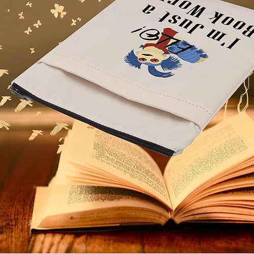 Miniatura 7 de FEELMEM Bolsa de regalo de mercancía de película Ello Book Sleeve I'm Just a Book Worm Quote Zipper Pouch Book Covers Book Covers Regalos para