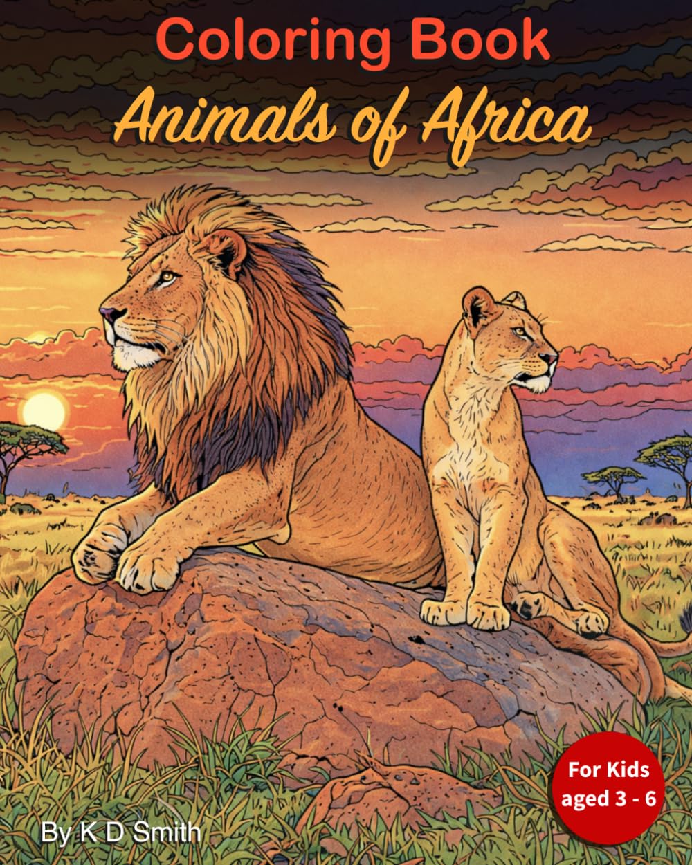Coloring Book - Animals of Africa: For Kids aged 3 - 6 │ With the theme of African Animals; including Lions, Zebras, Giraffes, Hippos & more │ a Gift ... and Chill time. (Coloring Books for Children)