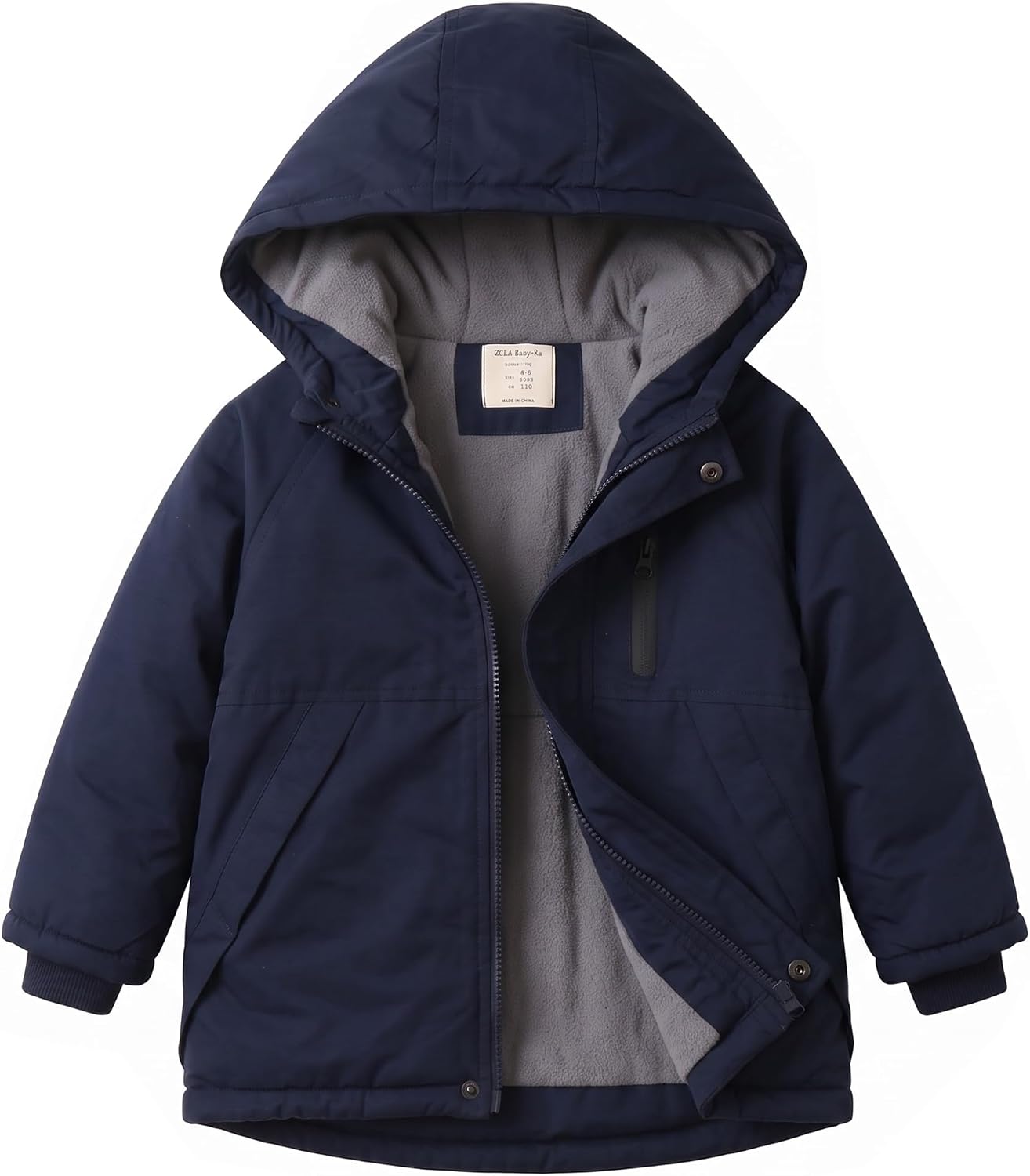 Boys Winter Jacket Fleece Hooded Parka Kids Coats Thick Outerwear