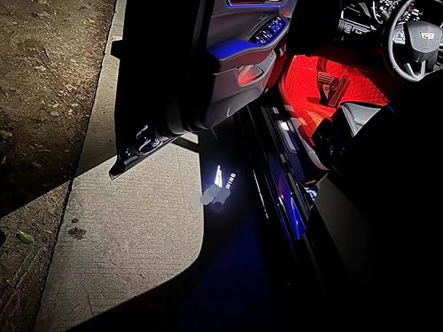 Luces LED para puerta de coche estilo Blackwing, proyector de luces de sombra fantasma 3D, enchufe dual Plug and Play para Cadillac SRX XTS ATS XT4