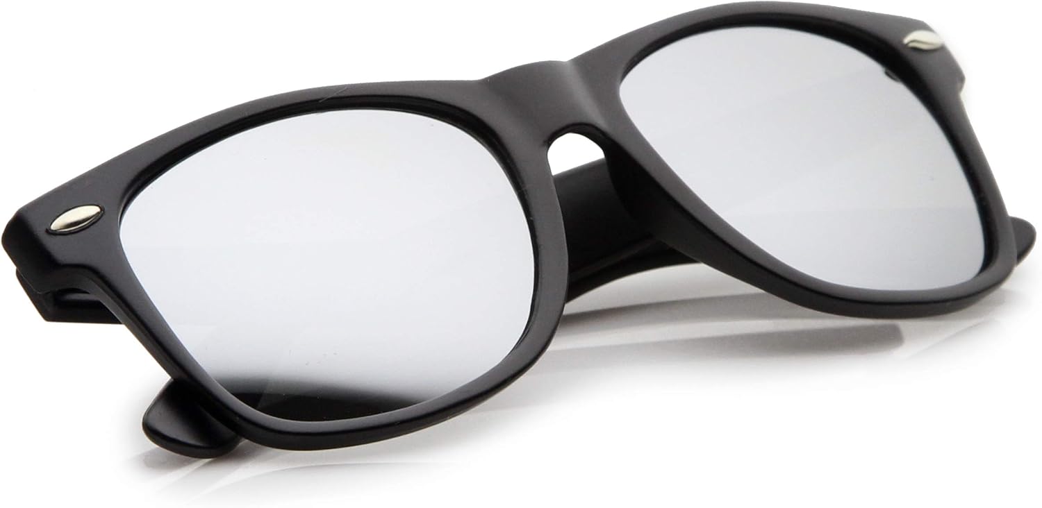 zeroUV - Classic Colored Mirror Lens Square Horn Rimmed Sunglasses for Men Women Matte / Silver 55 Millimeters image 4 of 5 B005GIY1JW