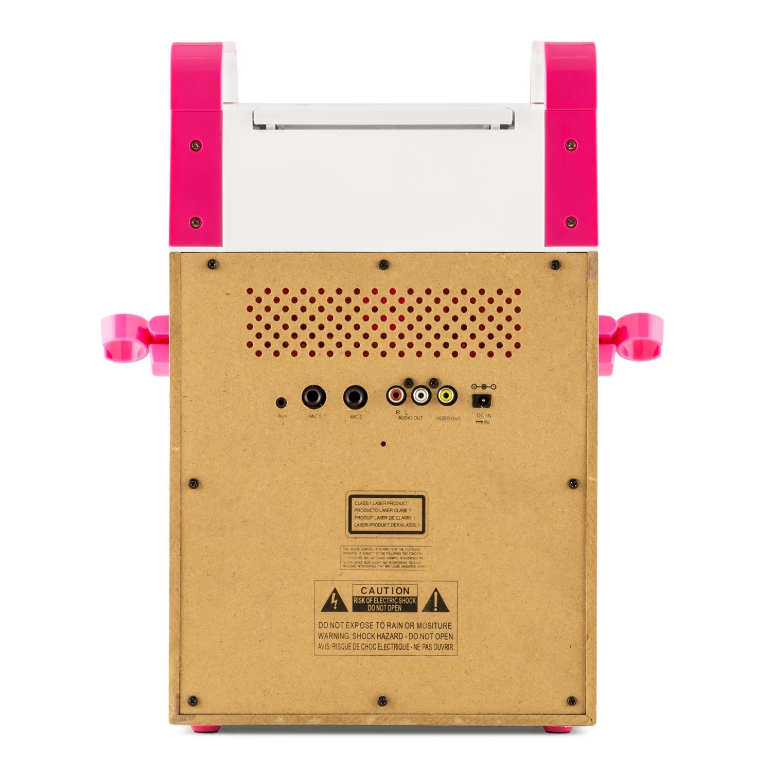 AUNA KA8P-V2 BK - Reproductor de Karaoke, 2 micrófonos, Altavoces, Reproductor CD+G, Pantalla TFT, Salida Video, AUX, Rosa