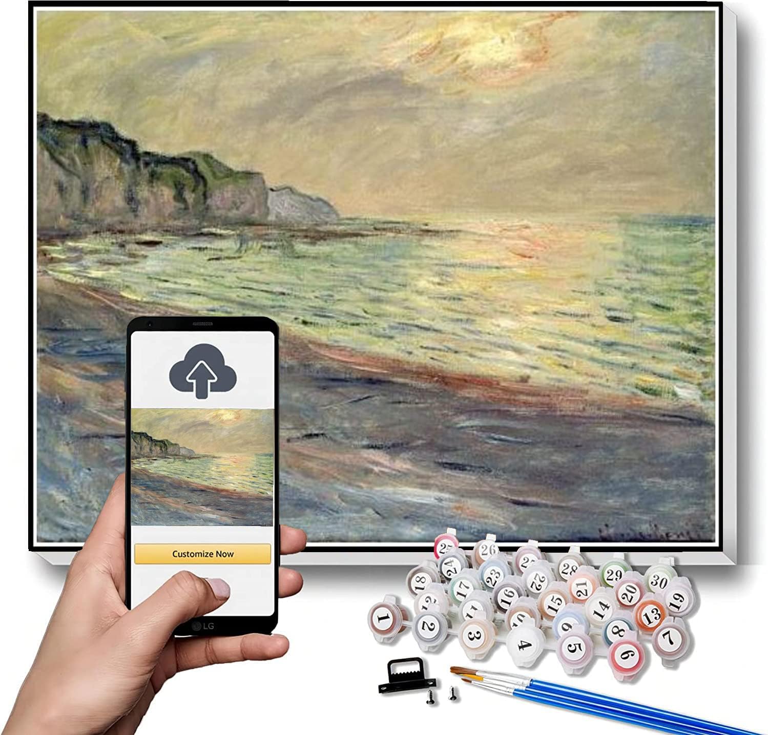 Paint by Numbers Kits for Adults and Kids Pourville Sunset Painting by Claude Monet Paint by Numbers Kit for Kids and Adults