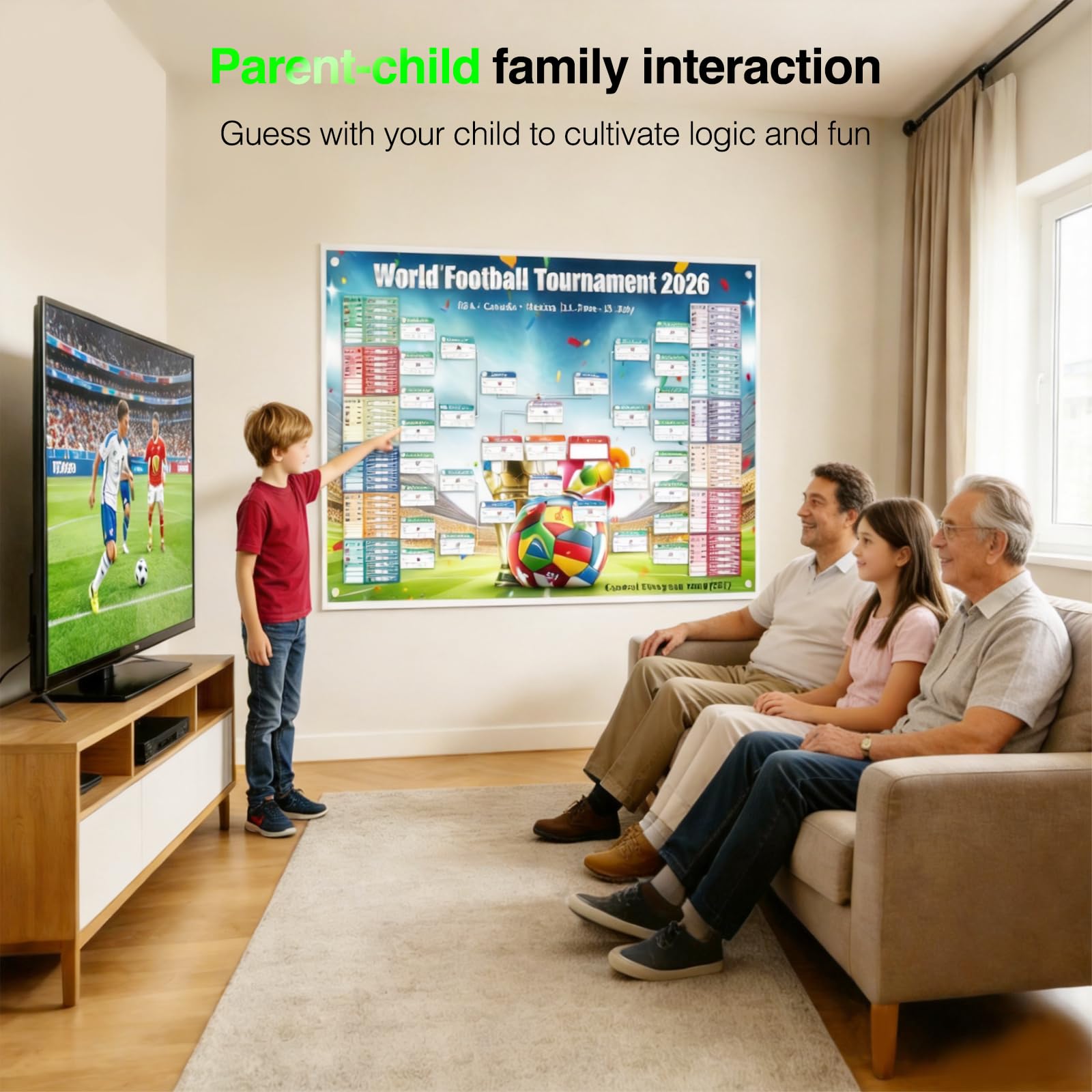 Poster Calendrier Coupe du Monde 2026, (95 x 75 cm) Calendrier 2026 Affiche de La Coupe du Monde, Poster Coupe monde 2026 Football Match Decoration (95 x 75CM)