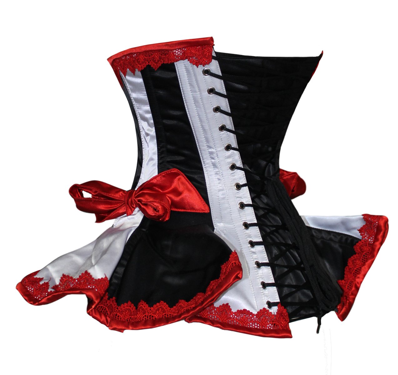 Heavy Duty 22 Double Steel Boned Waist Training Satin Underbust Shaper Corset Frills Style #8408