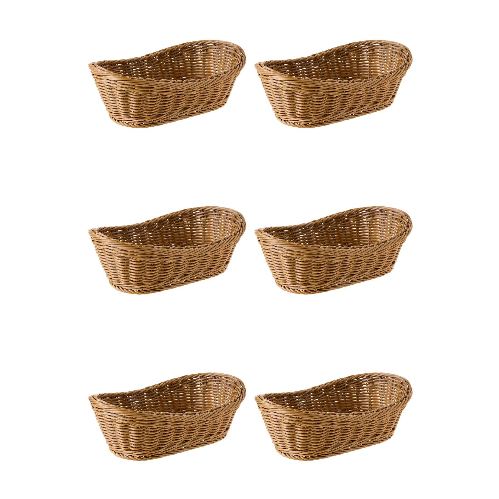 Hndhbfgrt 6X Oval Wicker Woven Basket Bread Basket Serving Basket, 11 Inch Storage Basket for Food Fruit Cosmetic Table Top