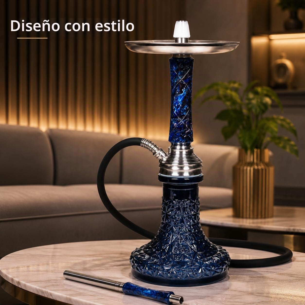 Secret - Juego completo de cachimba epoxi de acero inoxidable con sistema especial de descarga, incluye manguera de 150 cm con boquilla de epoxi y muchos accesorios