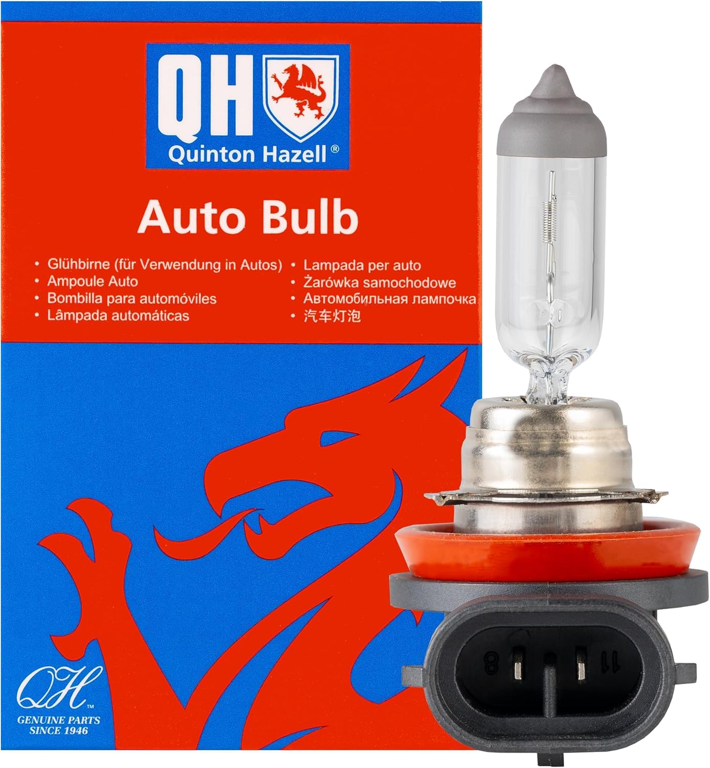 Quinton Hazell H8 708 Halogen Bulb - Fog Light, Daytime Running Light, Low Beam Headlight Bulb Replacement - 12V 35W - Colour: 3200K - Brightness: 810 Lumen - QBL708