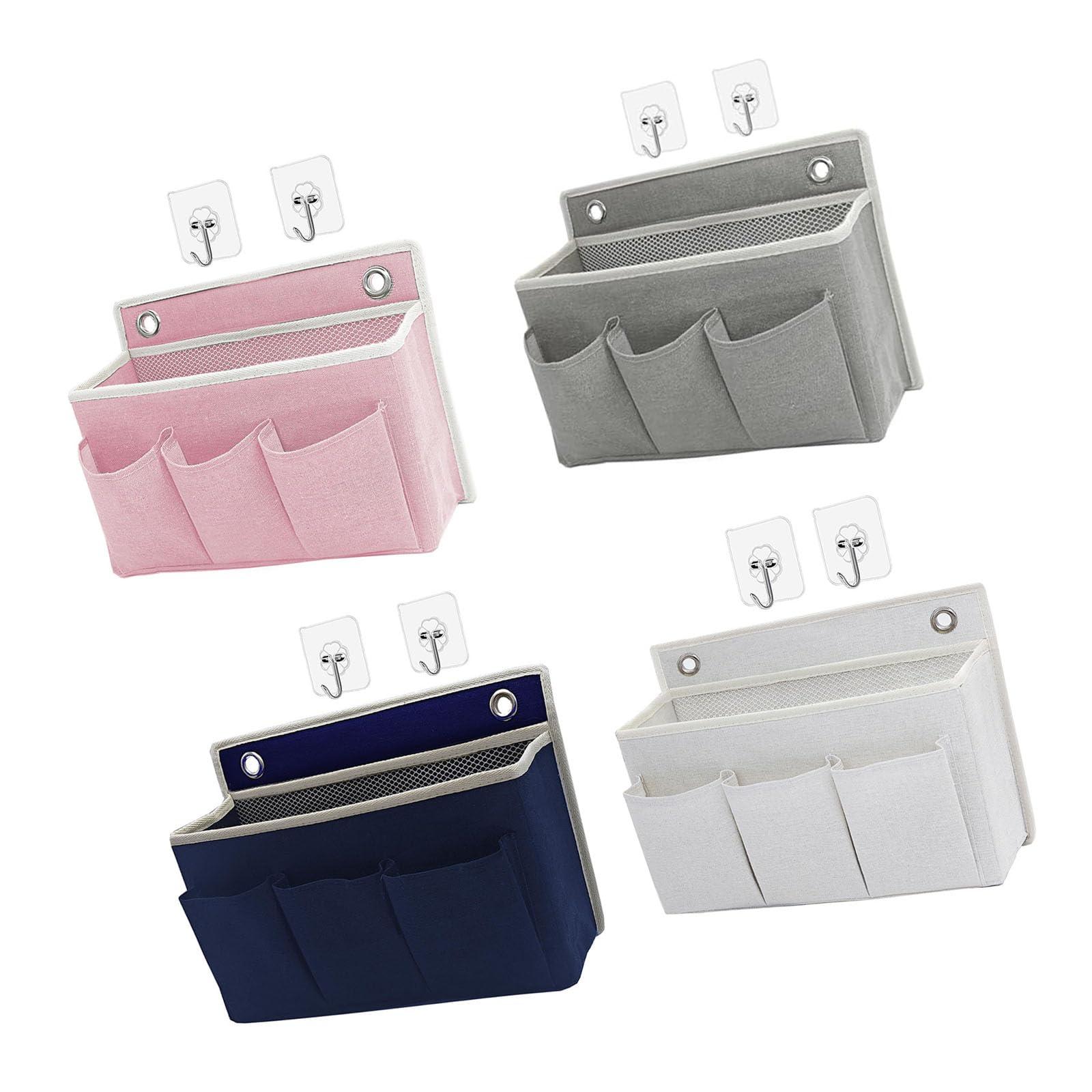 Pangboer Fabric Bed Pocket Organizer Storage Bag, Large Main Section, Three Front Pouches, Dorm Bunk Bedside Clutter-Control Helper Utility Dorm Bedside Organizer Bunk Bed Storage Fabric