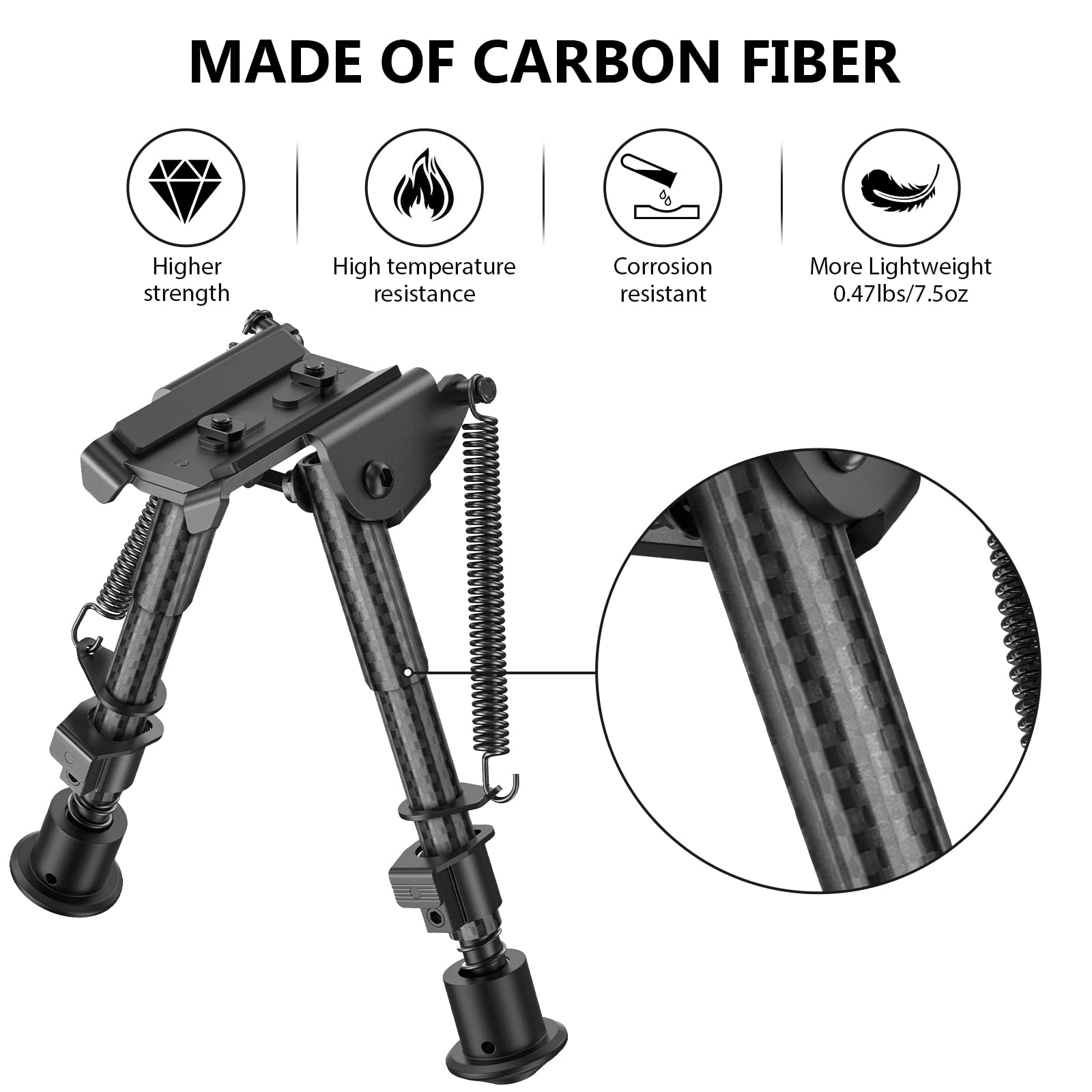 CVLIFE Bipod 69 Inch Rifle Bipod Carbon Fiber