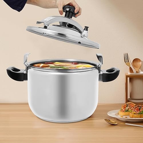 Miniatura 2 de 28Qt Stainless Steel Pressure Cooker, 60Kpa Pressure Stewing Pot Pressure Canners with Safety Lock, Commercial Olla de Presion, Induction Compatible