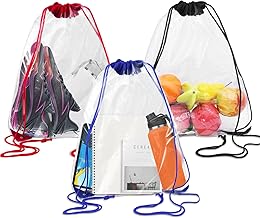 Piuluvor® 3 Stück Durchsichtiger Rucksack Transparent Turnbeutel Wasserdicht Drawstring Cag PVC Clear Bag Festival Transparente Tasche Klein mit Kordelzug Unisex (34 × 45cm)