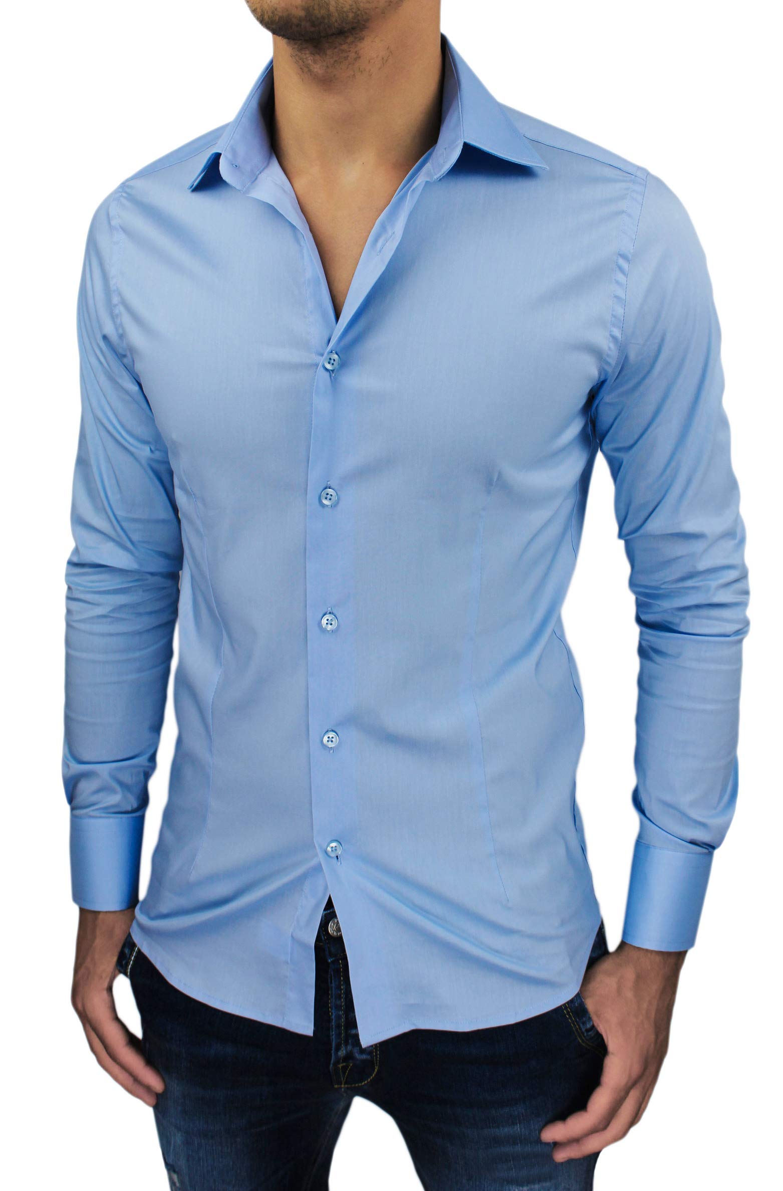 Camicia Uomo Sartoriale Slim Fit Aderente Casual Elegante