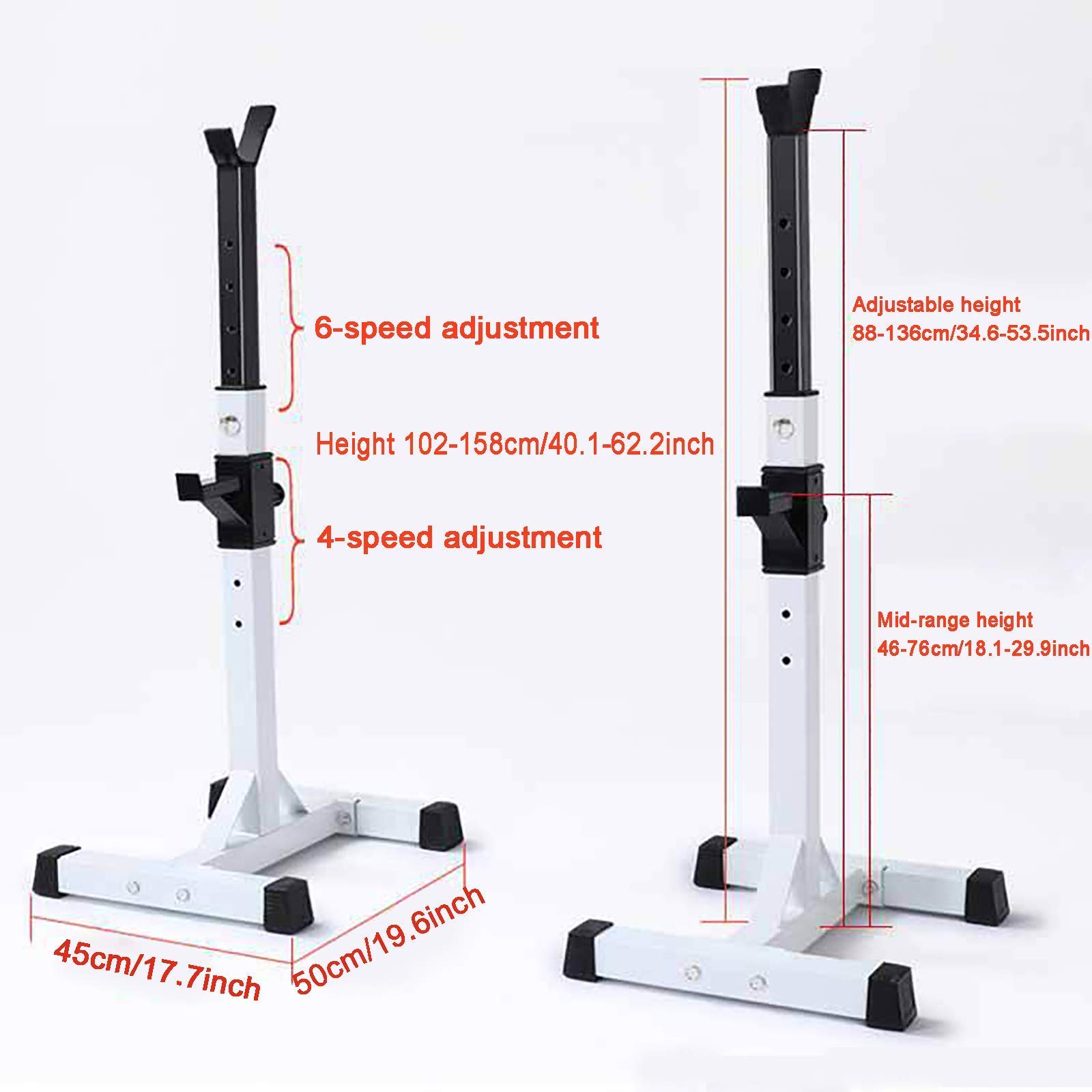 Rack per Squat, Coppia di Rack Regolabili, carico Massimo 330 libbre, Robusto Supporto per Squat in Acciaio, bilanciere, Panca Piana, Supporti per manubri per Palestra do