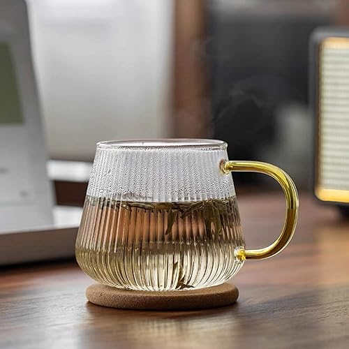 Miniatura 8 de Taza de café de 13.5 onzas para taza de té de vidrio transparente de agua, 13.5 fl oz, mediana, cristal