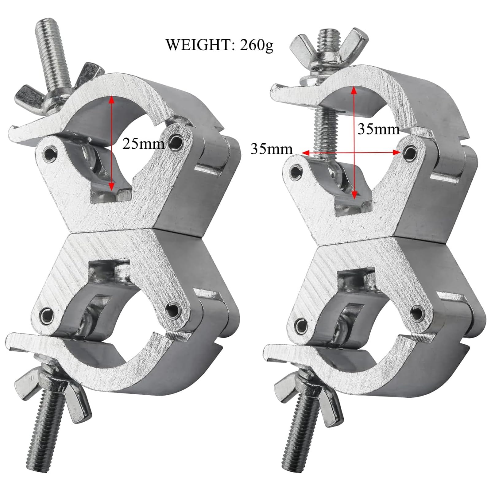 WECAN Aluminium C-Klemme verstellbar 30-35 mm für Moving-Head-Beleuchtung 4er-Pack silberfarben
