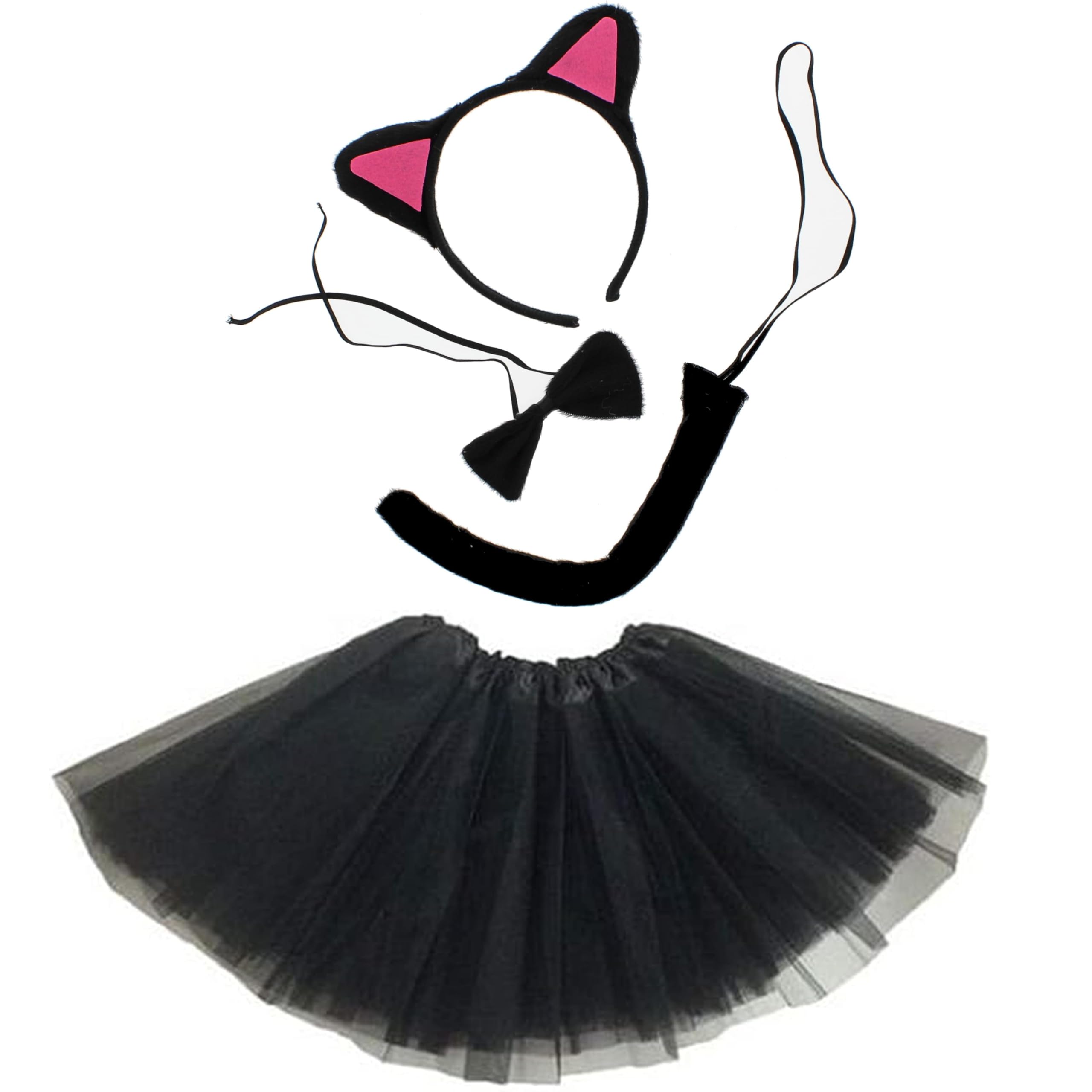 Zac's Alter Ego Animal Ears Bow Tie Tail Tutu Costume Set for World Book Day, Halloween, Nativity, & Fancy Dress Party Skirt Accessories