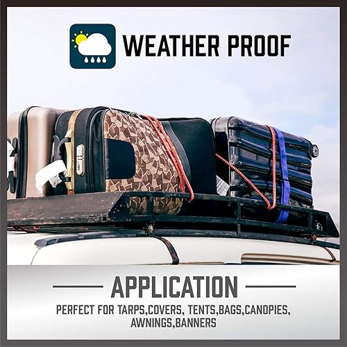 Miniatura 8 de HORUSDY Tarro surtido de 30 cuerdas elásticas de alta calidad incluye cables elásticos de 10 18 24 32 pulgadas 40 pulgadas lazos de bola de toldo de